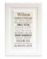 Personalized, Cabinet Door Sign, Family Rules, White