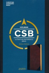 CSB Ultrathin Reference Bible, Deluxe Edition--soft leather-look, black/tan