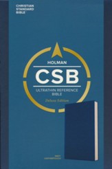 CSB Ultrathin Reference Bible, Deluxe Edition--soft leather-look, navy blue
