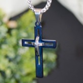 Cross Necklace Blue and Silver