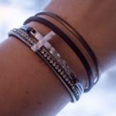 Metal Cross, Magnetic Bracelet, Brown