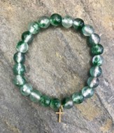Faith Jade Stretch Bead Bracelet, Green