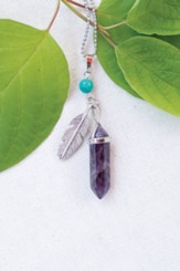 Stone Necklace With Feather, Amethyst
