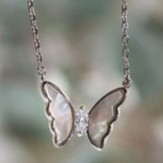 Butterfly Necklace, Silver And Opal