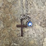 March Birthstone Cross Necklace