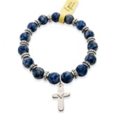 Cross with Heart Blue Jean Baby Stone Bracelet
