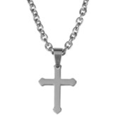 Bud Cross Necklace, Stainless Steel
