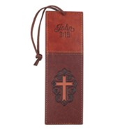 John 3:16 with Cross Bookmark, LuxLeather Brown