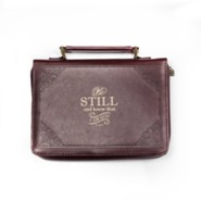 Be Still Bible Cover Burgundy Large