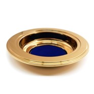 Brass Tone Offering Plate, Blue Pad