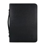 Cross Bible Cover, Textured Leather-look Bible Cover, Black, X-Large