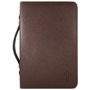 Cross Bible Cover, Textured Leather-look Bible Cover, Brown, Large
