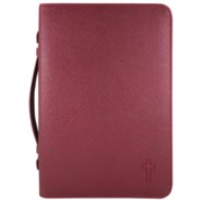 Cross Bible Cover, Textured Leather-look Bible Cover, Burgundy, X-Large