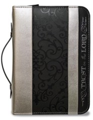 Trust in the Lord, Proverbs 3:5, Bible Cover, Black and Silver, Large