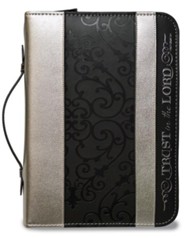 Trust in the Lord, Proverbs 3:5, Bible Cover, Black and Silver, X-Large