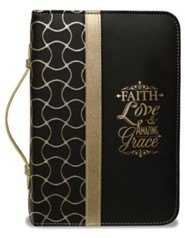 Faith Bible Cover, Black and Gold, X-Large