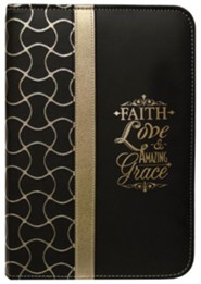 Faith Zipper Journal, Black and Gold