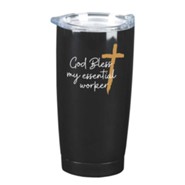 God Bless My Essential Worker Stainless Steel Tumbler, Black