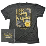 Bee Happy Rejoice, Charcoal Heather, Large