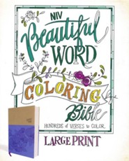 NIV, Beautiful Word Coloring Bible, Large Print, Imitation Leather, Purple and Tan