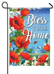 Bless This Home, Colorful Garden, Glitter Flag, Small