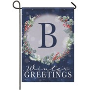 B, Winter Greetings, Monogram Flag, Small