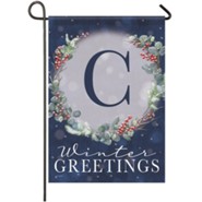 C, Winter Greetings, Monogram Flag, Small