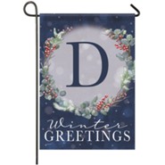 D, Winter Greetings, Monogram Flag, Small