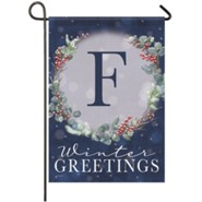 F, Winter Greetings, Monogram Flag, Small