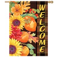 Welcome, Fall Floral, Flag, Large