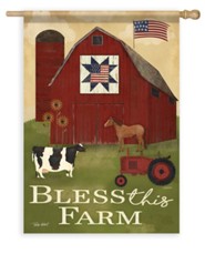 Bless This Farm, Primitive Barn, Large Flag