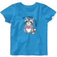 Jesus Loves This Little Rascal, Raccoon, Shirt, Turquoise, 6 Months