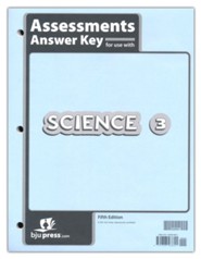 BJU Press Science Grade 3 Assessments Answer Key (5th  Edition)
