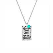 Bloom Where You are Planted Bottled Necklace with Blue Accent Stone