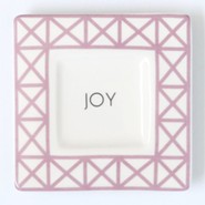 Joy Keepsake Tray Square Ceramic Pink 4x4 Gift Boxed