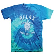 Relax God's Got This, Turtle, Shirt, Blue Tie Dye, Medium