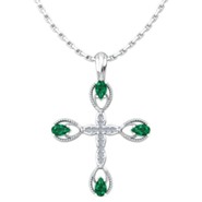 Cross Birthstone Pendant on Sterling Silver Chain, May