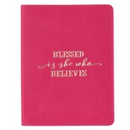 Blesssed is She Who Believes Handy Journal, LuxLeather Pink