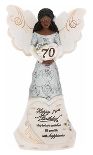 70th Birthday Angel Figurine Holding Heart