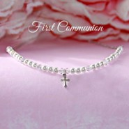 First Communion Cross, Pearls and Crystals Necklace