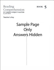 Reading Comprehension Book 5, Grade 7, Teacher's Key  (Homeschool Edition)