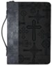 Crosses Bible Cover, Silver And Black, XX-Large
