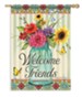 Welcome Friends (floral in jar), Large Flag