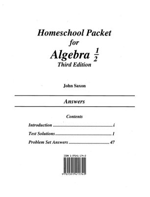 Set of 3 Saxon Math Algebra 1/2 Pre Algebra Textbook, Solutions shops Manual,Test Book