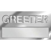 Small Welcome Badge: Silver Greeter with Cut Out
