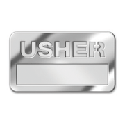 Small Welcome Badge: Silver Usher with Cut Out