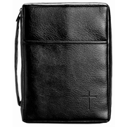 Bible Cover with Pocket and Handle, Black, Large