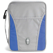 Ripstop Sport Bible Cover, Blue and Gray, Large