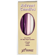 Advent Candles, 10 x 7/8 inches,  3 Purple, 1  Pink, 1 White