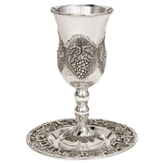Cluster of Grapes Wine Cup w/Coaster, Silver